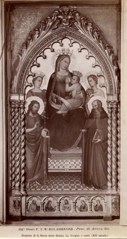 Alinari, Fratelli — Casentino - Prov. di Arezzo. Stia. Oratorio di S. Maria delle Grazie. La Vergine e santi. (XIV secolo) — insieme